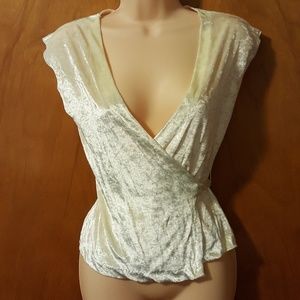 BR Velvet Wrap Top - Ivory NWT